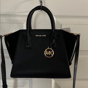 Michael Kors Black Satchel with Gold Accents